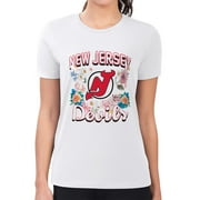 Women's G-III 4Her by Carl Banks White New Jersey Devils Super-Slim Fit Lightweight Flower Logo T-Shirt